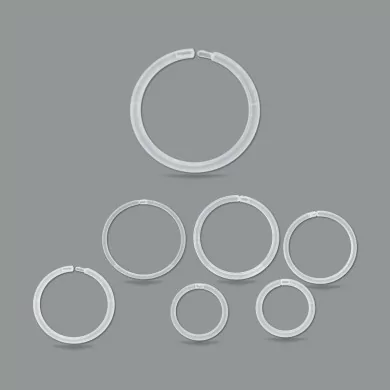 0,8 mm – 1,6 mm Push-In Retainer Ring – Bioplast, Klar, 6 / 8 / 10 / 12 mm